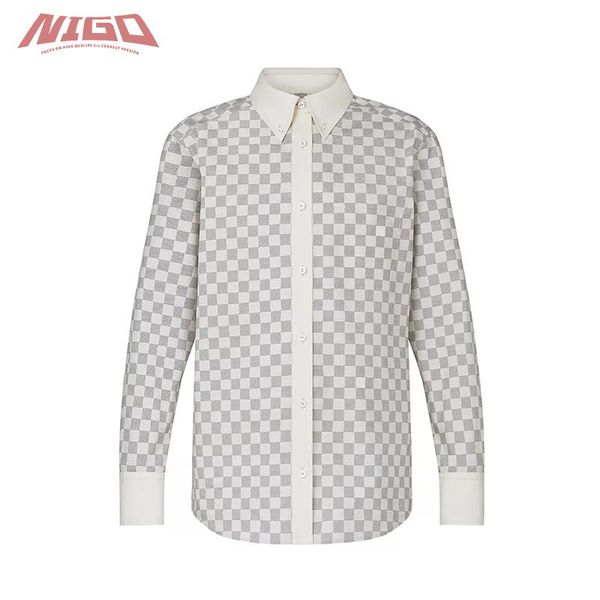 

men's t-shirts nigo 21ss plaid long-sleeved shirt code@l33, White;black