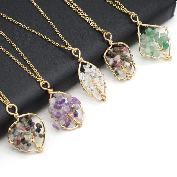 

pendant necklaces natural agates stone necklace winding copper wire for women jewerly gift 25x38mm, Silver