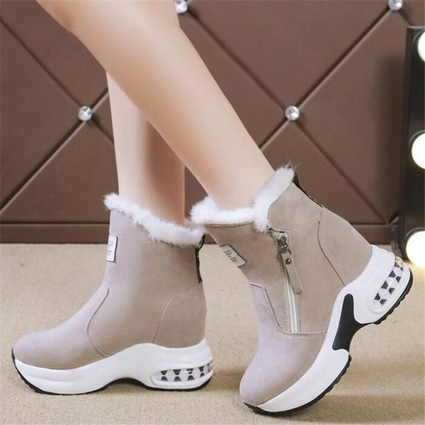 

boots plus size women's winter velvet warm riding fashion casual side zipper snow shoes, Black