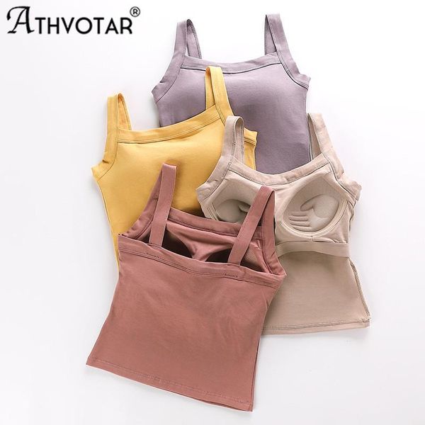 

camisoles & tanks athvotar lady basic seamless padded solid color simple breathable comfortable cotton crop underwear, Black;white