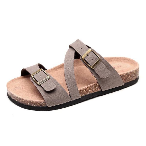 

sandals summer cork slippers women's large size flat bottom casual lovers wear beach antiskid men's g4g7, Black
