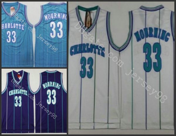 

charlotte hornets men #33 alonzo mourning retro basketball jersey, Black