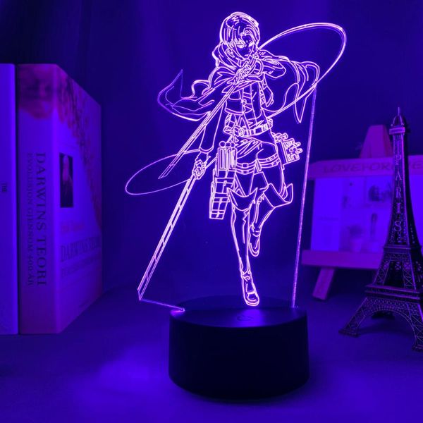 

night lights anime 3d lamp attack on titan levi ackerman light for bedroom decoration kids gift led