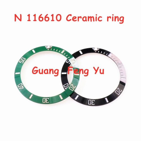 

watch bands factory green ceramic ring 116610 bezel black mouth, Black;brown