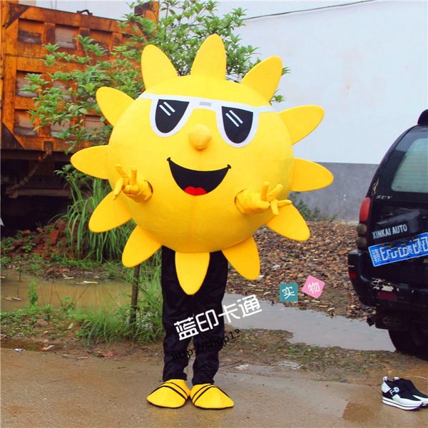 

mascot costumes sun with glasses mascot sunflower costume fancy outfit mascotte size cartoon costume for halloween chrismas party, Red;yellow