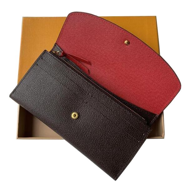 

2021 wholesale fashion single zipper pocke men women leather wallet lady multiple styles and colors long purse with orange box card package, Red;black