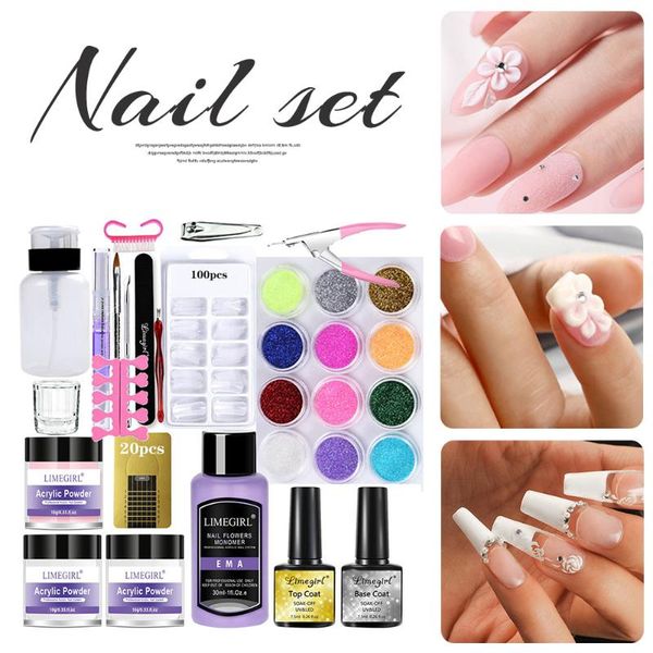 

nail art kits acrylic powder kit with base coat glitter starter diy set for extension carving manicure no cured needed