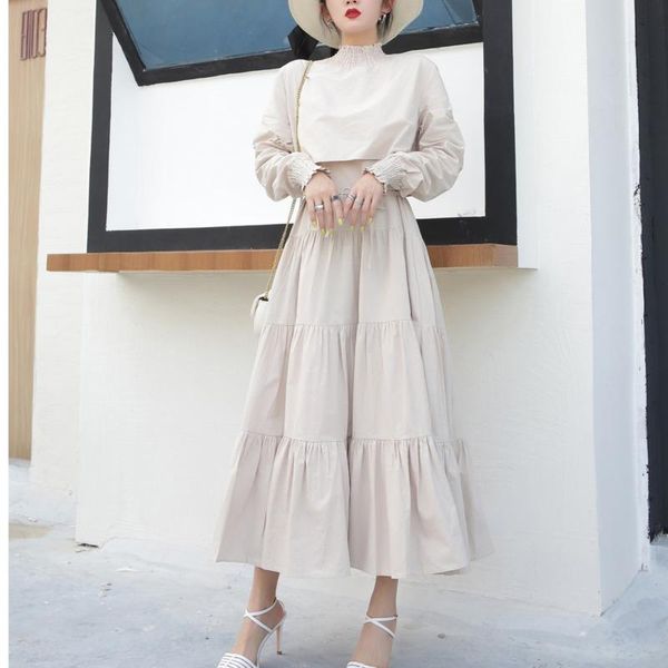 

casual dresses [ewq] 2021 autumn lace-up french elegant platycodon grandiflorum dress for women and winter korean style, Black;gray