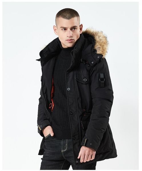 

men's down & parkas chaqueta de invierno para hombre mantener el calor grueso algodÃ³n acolchado abrigos largos con cuello piel hom, Black