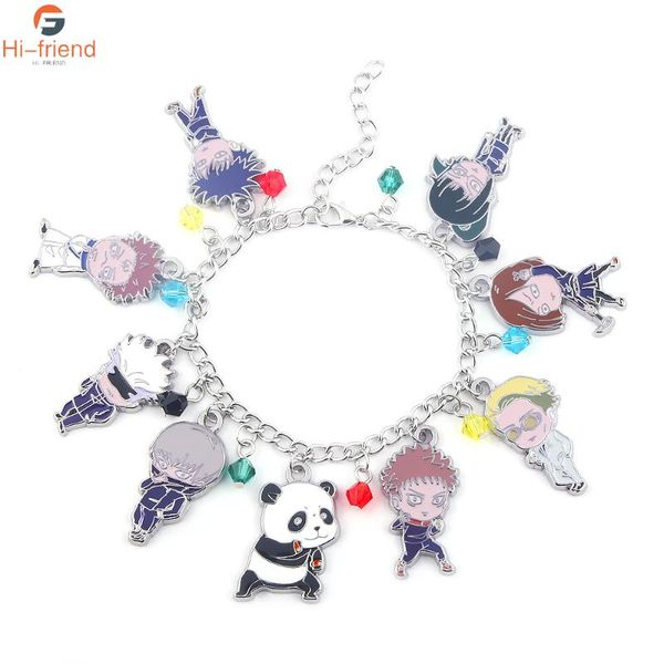 

charm bracelets anime jujutsu kaisen bracelet gojo satoru yuji itadori metal kawaii cartoon character for women men gift jewelry, Golden;silver