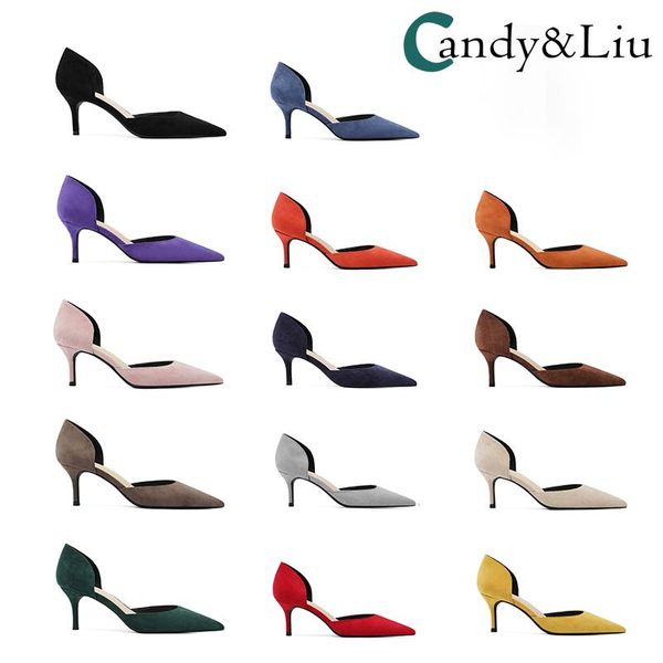 

dress shoes black professional high-heeled women's joker office work suede, shallow mouth pointed and thin heel women single