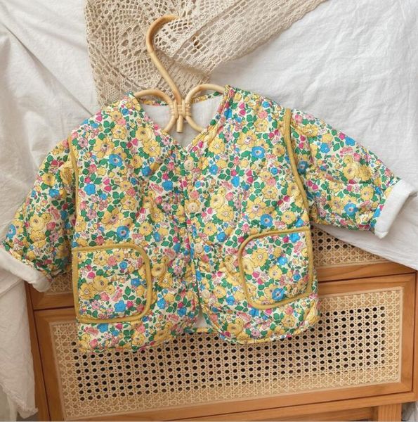 

Jackets 2021 Arrival Girls Boys Thicken Floral Coat Winter Full Sleeve Fashion Kids Coats 1-6 Years QA612, Blue;gray