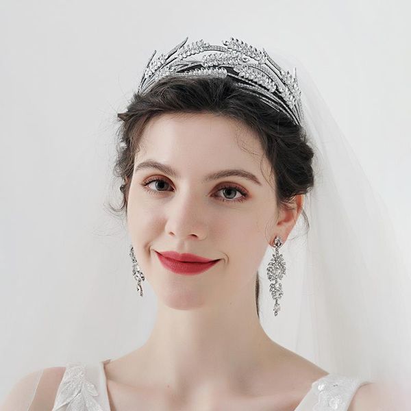 

hair clips & barrettes silver headdress wheat ear rhinestone tiara crown princess birthday wedding gift accessories for bridal jewelry, Golden;silver