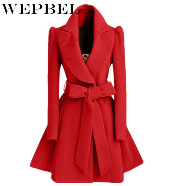 

mandylandy women autumn winter coat jackets warm woolen blends vintage dress with belt skirt swing long windbreaker jacket women's wool, Black