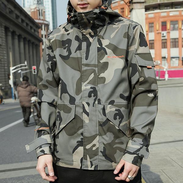 

men's hoodies & sweatshirts camouflage lightweight jackets men hooded slim fit long sleeve zipper coat army tactical military clothing, Black