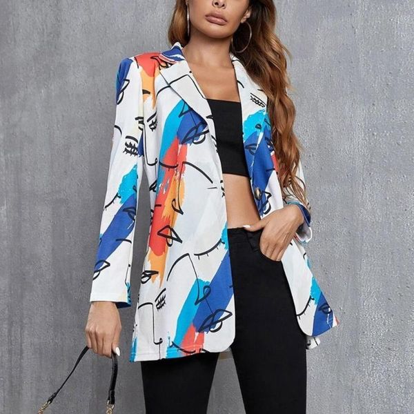 

women's suits & blazers women blazer casual suit jacket slim party club overcoat coat workwear contrast color print, White;black
