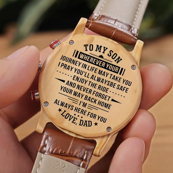 

wristwatches dad to my son engraved watch customized men luxury on the birthday graduation gifts, Slivery;brown