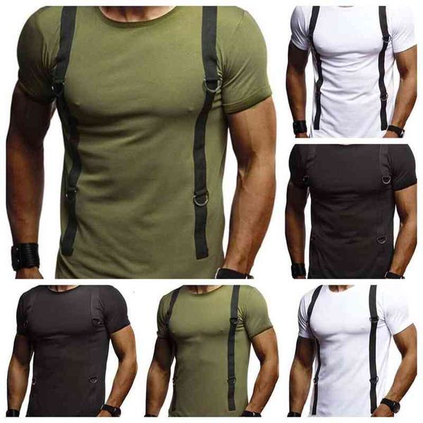 

men's t-shirts european size summer color matching short sleeve elastic casual t-shirt ujmj, White;black