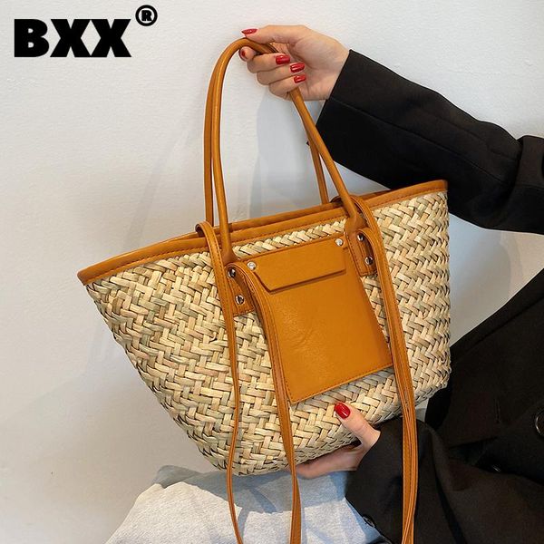 

evening bags [bxx] vintage straw weave high capacity for women 2021 summer shoulder bag handbags trending luxury hand hs210