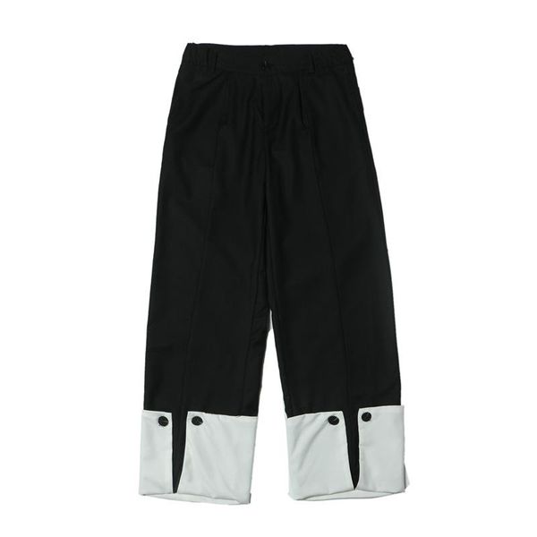 

Men's Pants Designer Hair Stylist Contrast Color Cuffed Casual Trousers Men's Fashionable Stage Catwalk Models, Black
