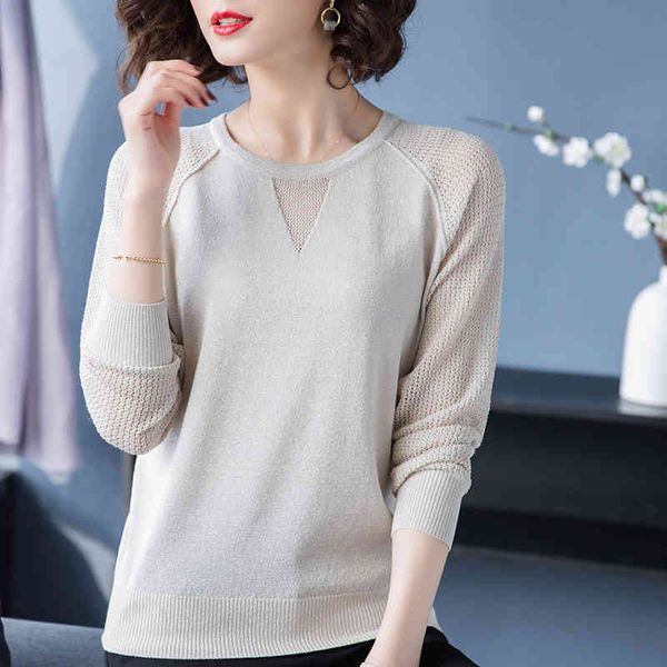 

womens and blouses long sleeve blouse women fashion woman blouses o-neck knitted blouse shirt women clothes c843 210426, White
