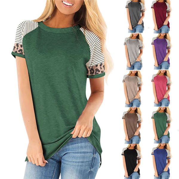 

women's t-shirt spring and summer short sleeve splicing round neck versatile for women iamj, White