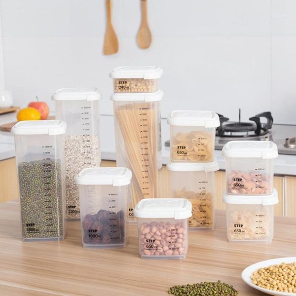 

storage bottles & jars basket food jar plastic coffee sealed set scale bar mark square kitchen box innovative grain boxes
