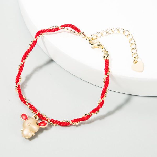 

charm bracelets 2021 arrivals woman bracelet high class hand made rope weaving the chinese zodiac mouse adjustable copper for lady, Golden;silver