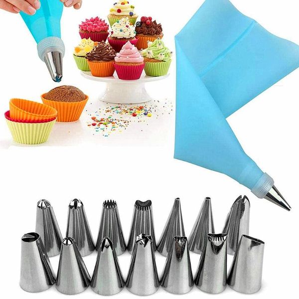 

pcs/set cake making tools frosting nozzles+pastry bags+converter coupler cupcake decorating tip sets bakeware supplies baking & pastry