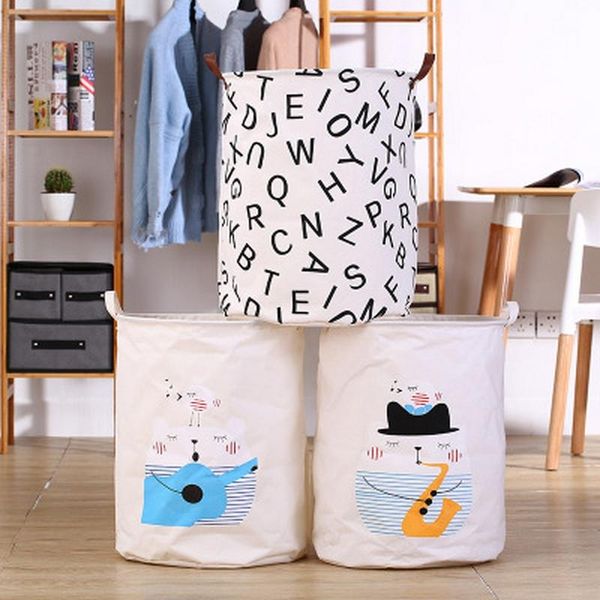 

large folding laundry basket cartoon for toy washing dirty clothes sundries storage baskets box 40*50cm & organization