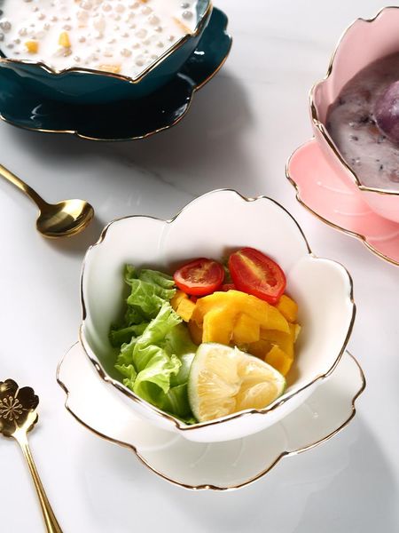 

bowls japanese style cherry blossom ceramic bowl phnom penh dessert bird's nest creative fruit ice cream syrup white