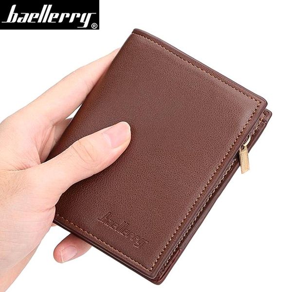 

wallets baellerry men short wallet leather purse fashion male clutch bag with card holder coin pocket, Red;black