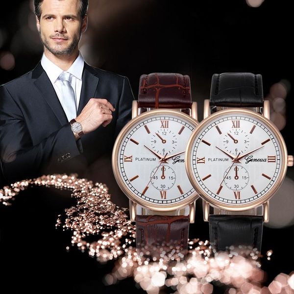 

wristwatches men watches fashion retro design leather band watch analog quartz wrist gift clock relogio masculino@50, Slivery;brown