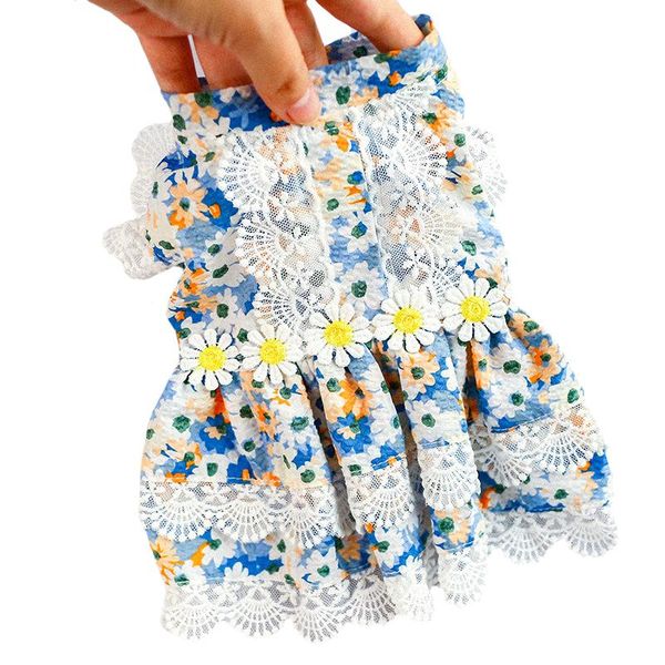 

sunflower floral print dog dress bow dresses pet wedding for small dogs summer chihuahua clothing puppy cat supplies apparel