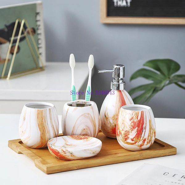 

bath accessory set european simple ceramic bathroom 5 -piece latex bottles /soapbox accessories sets wash gifts