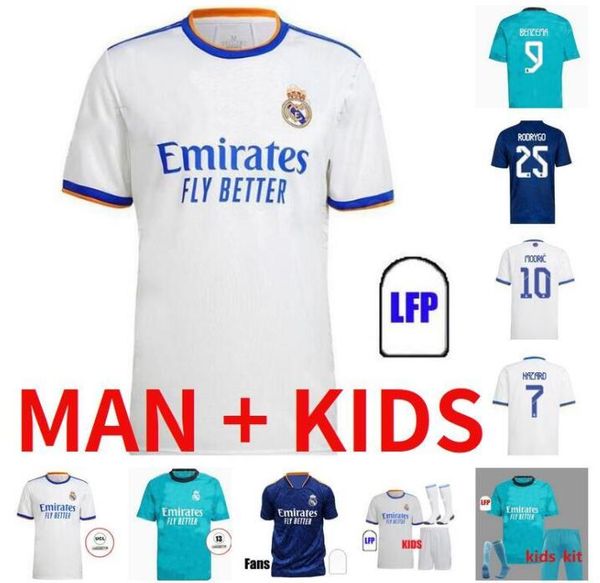 

real alaba vini jr madrid jerseys 21 22 soccer football shirt camavinga hazard benzema asensio modric marcelo valverde camiseta men + kids k, Black