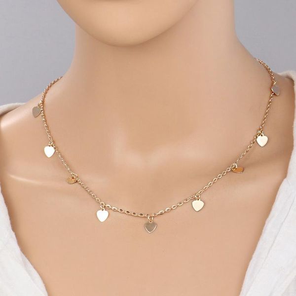 

pendant necklaces sweet simple heart-shaped wafer necklace women's elegant wedding party clavicle chain fashion year jewelry gifts, Silver