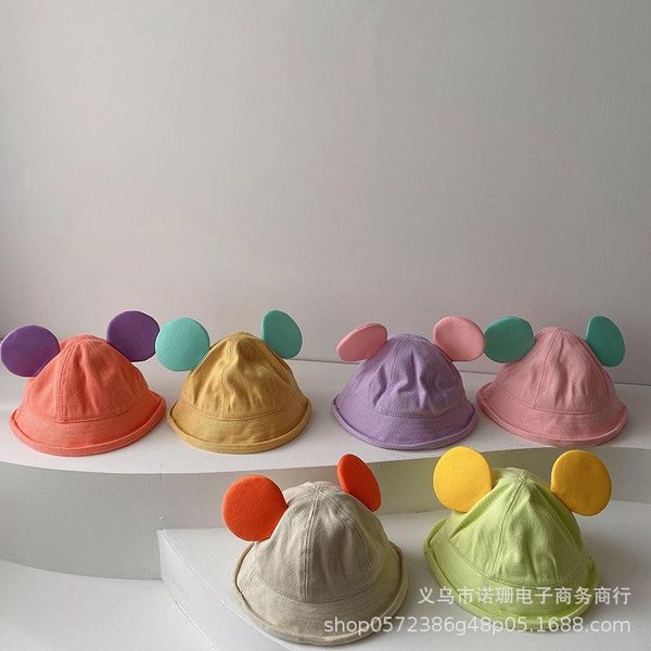 

caps & hats child cute frog mouse ear bucket hat wide brim sun protection funny summer packable fisherman cotton for kids toddler, Yellow