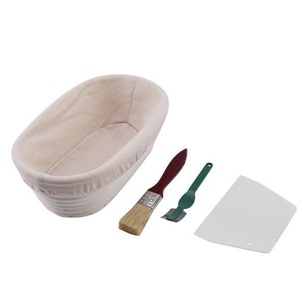 

storage baskets 25cm 10 inch oval bread proofing basket sourdough proving linen liner + cutter +bread lame brush for professional