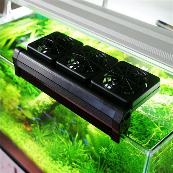 Dekorationen 12 mm schwarze Aquarium-Kühlventilatoren, kalter Windkühler, verstellbarer Wasserkühler, 3 Ventilatorköpfe