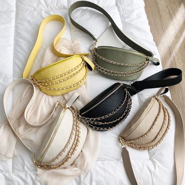 

lingge chain chest bag female trendy korean style shoulder bags fashion wild cross-body saddle heuptas dames fanny pack waist