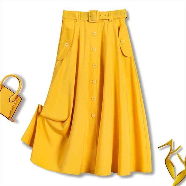 

tfetters spring young fashion women skirt black sweet pocket design belt waves lddys skirt mid calf solid color women