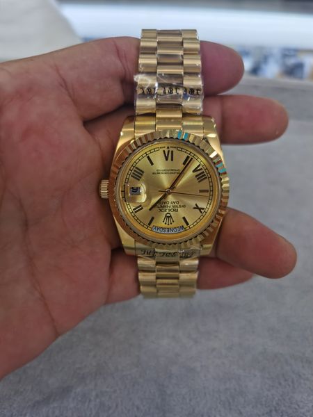 

with original box luxury watch 18k gold president day-date sapphire cysta men watches automatic mechanical movement male wristwatch relo rel, Slivery;brown