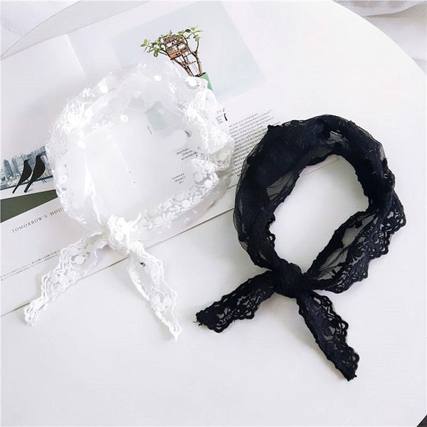 

scarves elegant triangle lace face hair head wrap scarf women accessories neck fashion decorative handkerchief headband shawl, Blue;gray