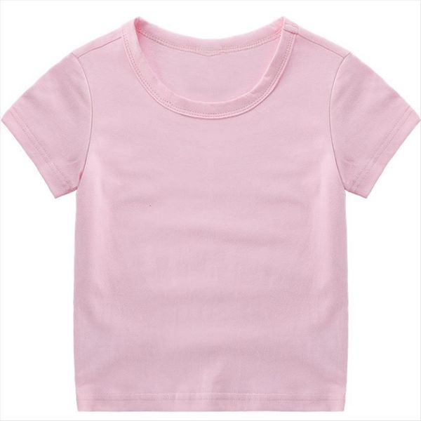 

toddler baby boys girls heavy cotton t shirt infant short sleeve plain round neck tee kids summer, Blue