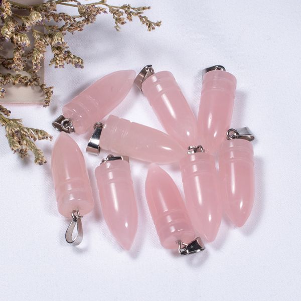 Натуральный камень розовый розовый кварцевый пуля в форме бульты Tiger Eye бирюзовые авантрин хрустальные подвески для серьги ожерелье аксессуары