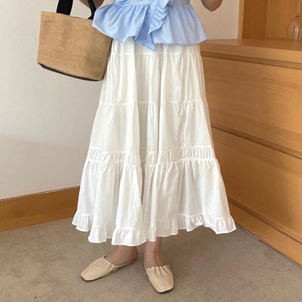 

skirts 2021 streetwear stylish high waist prom femme patchwork chic ol party elastic-waist loose all match long 4tez, Black