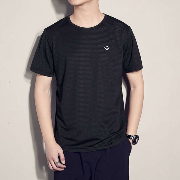 

2021 summer thin short sleeve t-shirt men's mesh ice breathable casual round neck sportswear, White;black