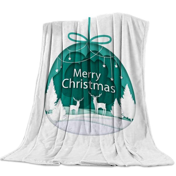 

Throw Blanket for Sofa Couch- Simple Christmas Tree and Deer 49 x 79 Inche Flannel Bed Blanket Lightweight Microfiber Throw for