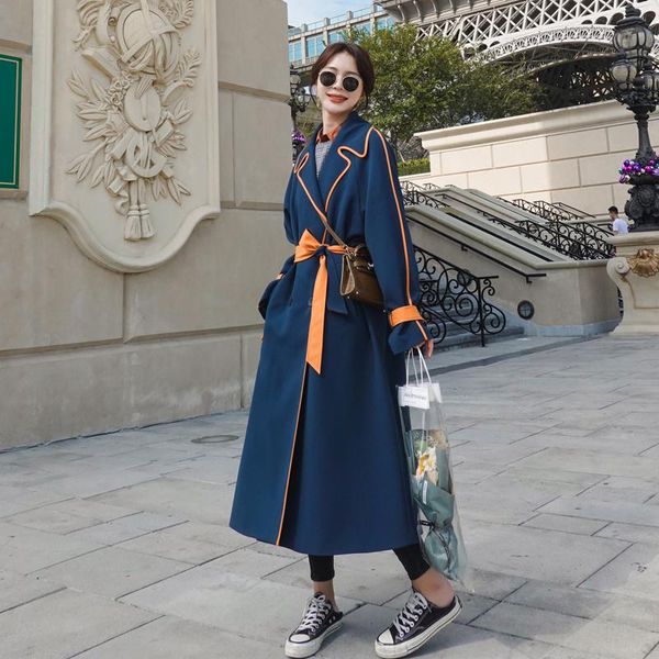 

women's trench coats autumn fashion classic coat for women windbreaker 2021 spring korean office lady femme k1025, Tan;black